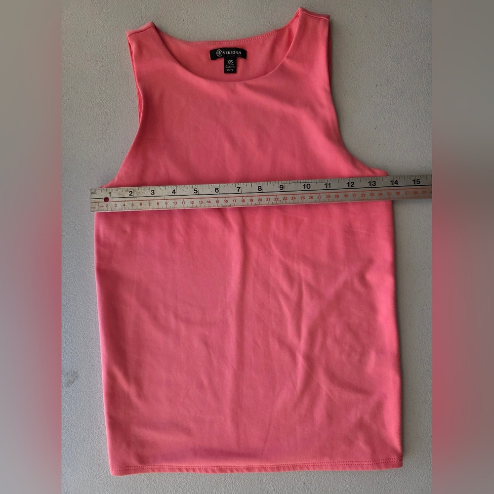 Versona Soft Hot Pink High Neck Tank Top Y2K Barbiecore Preppy Minimalist  XS - Picture 6 of 7
